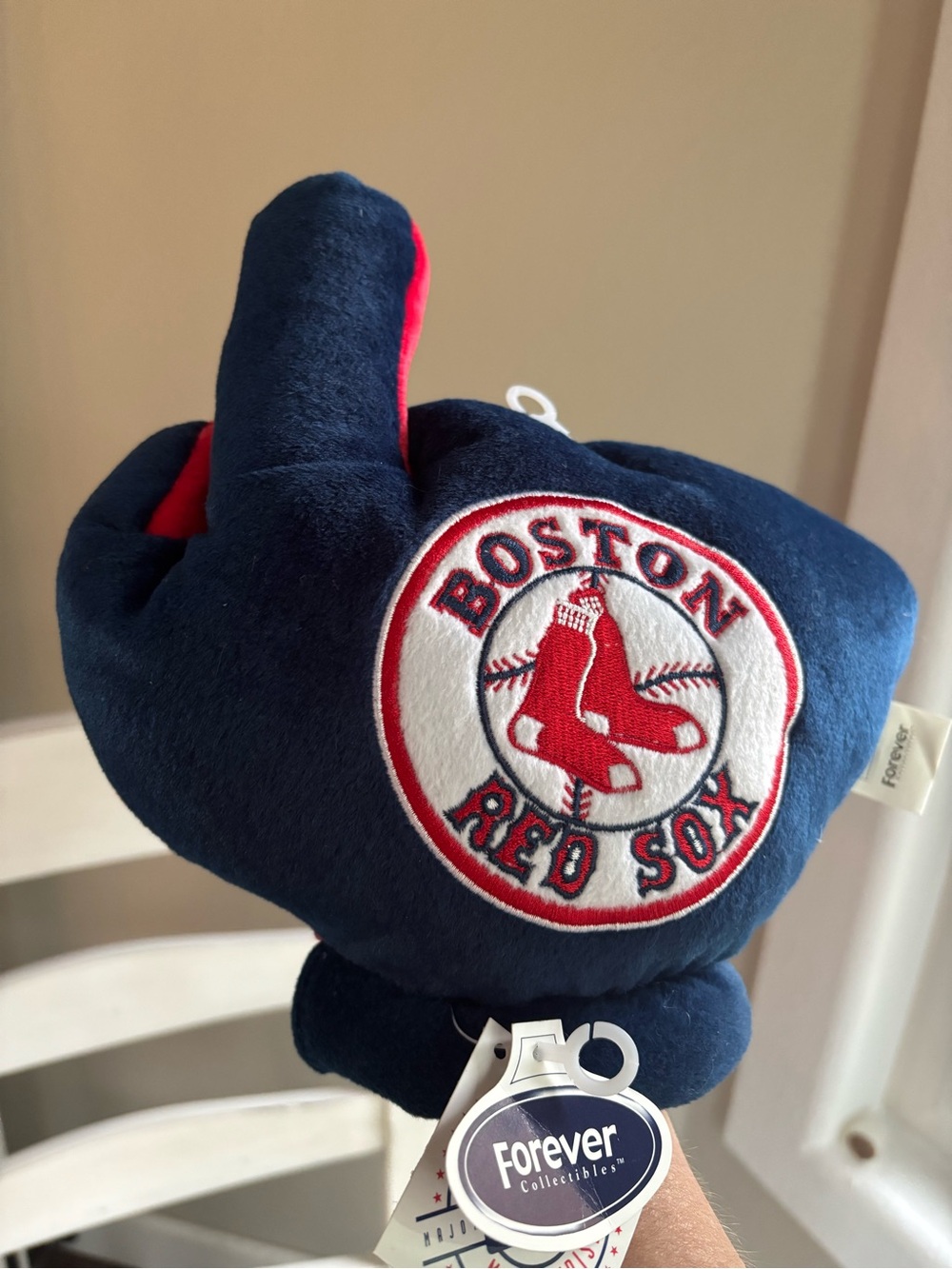 NWT Forever Collectibles Boston Red Sox Plush Fan #1 Finger Glove Red and Navy